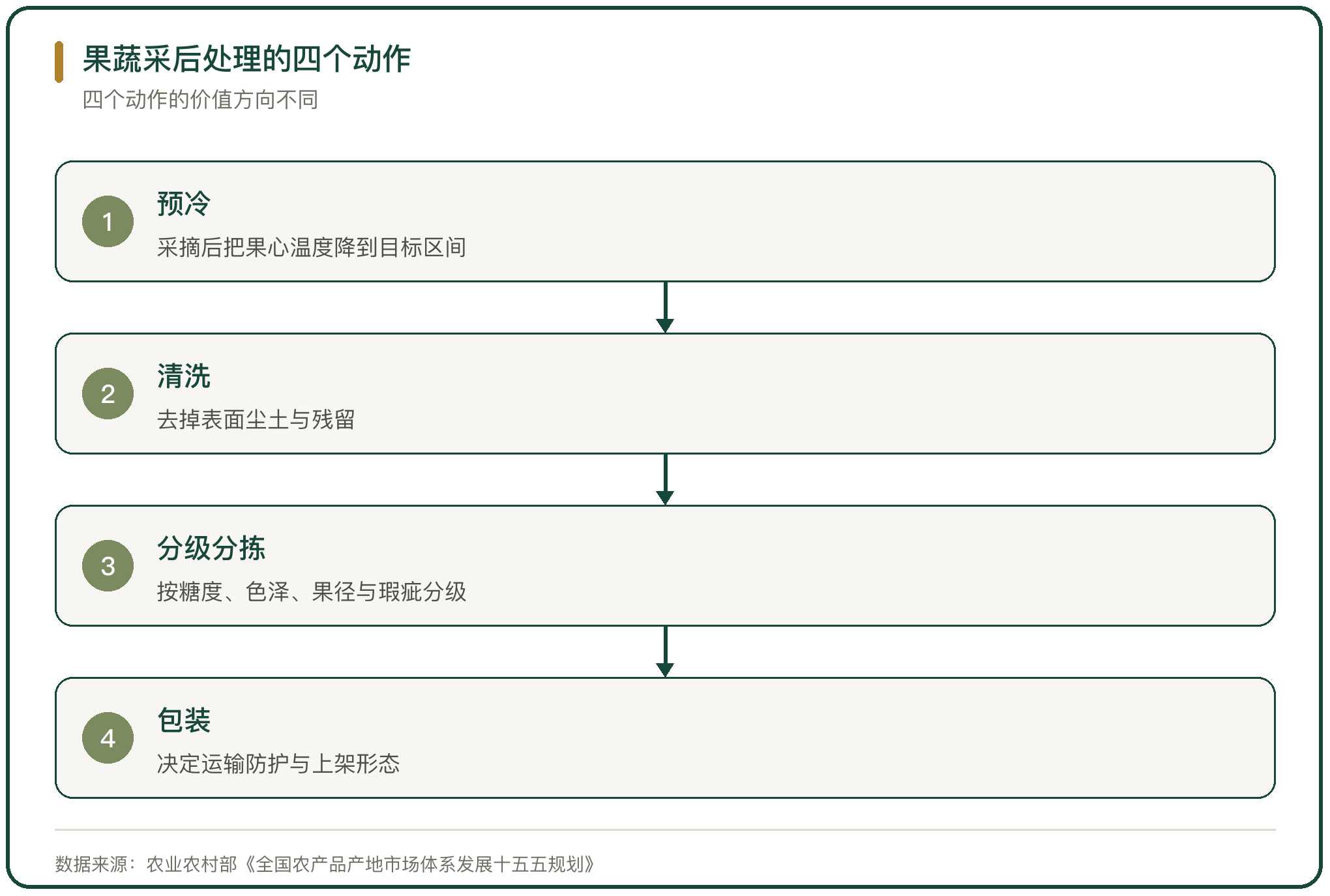 果蔬采后处理的四个动作