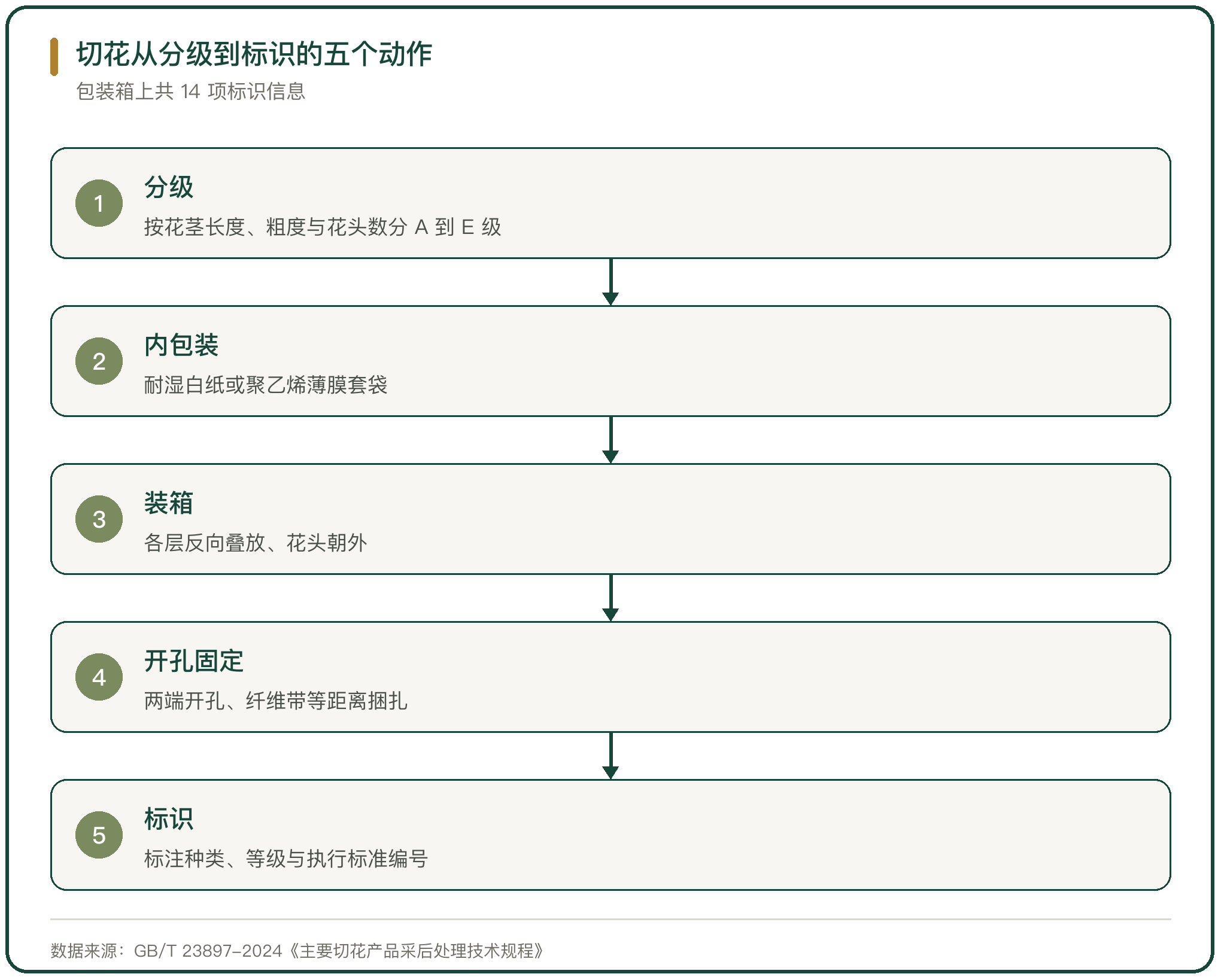 切花从分级到标识的五个动作