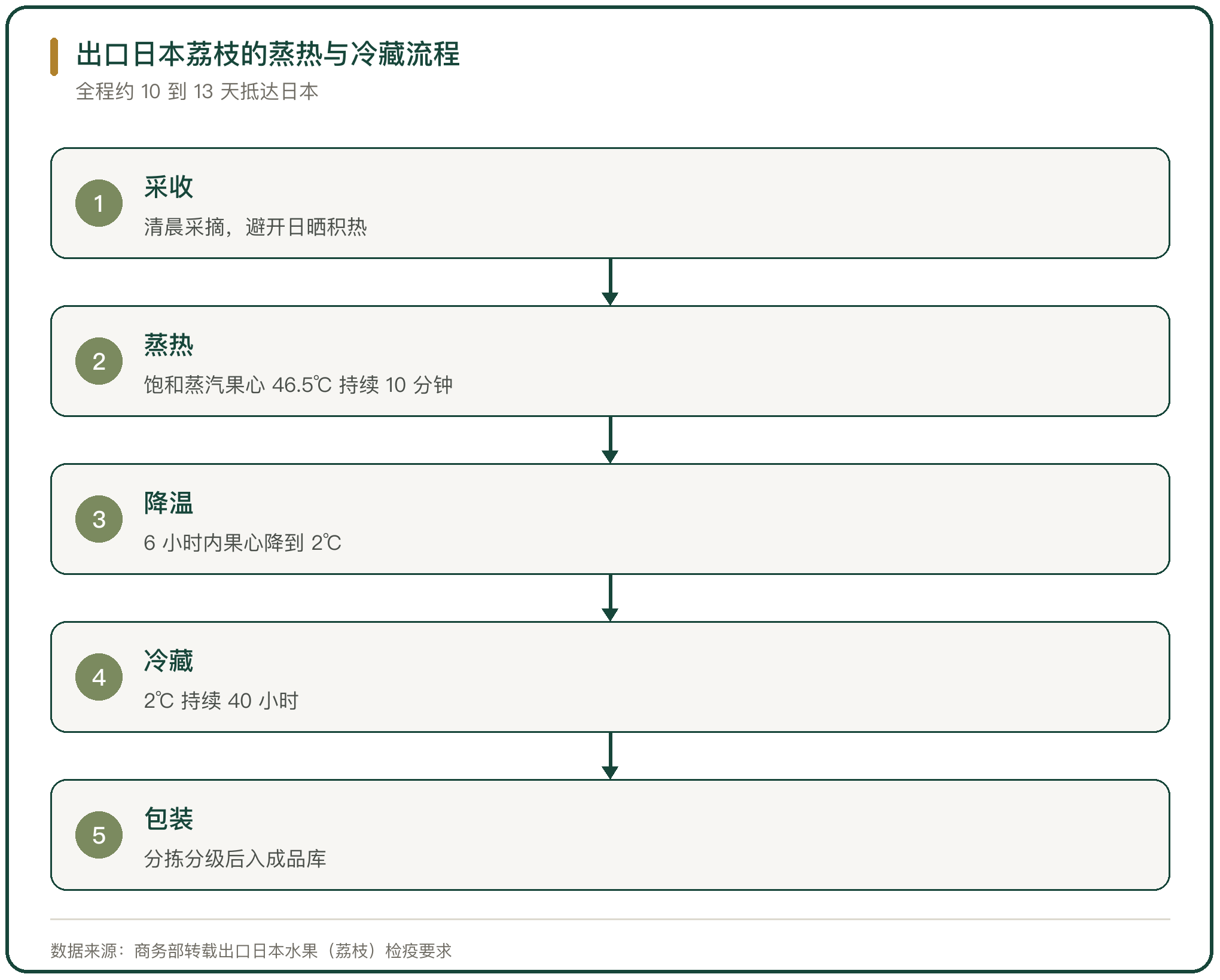 出口日本荔枝的蒸热与冷藏流程